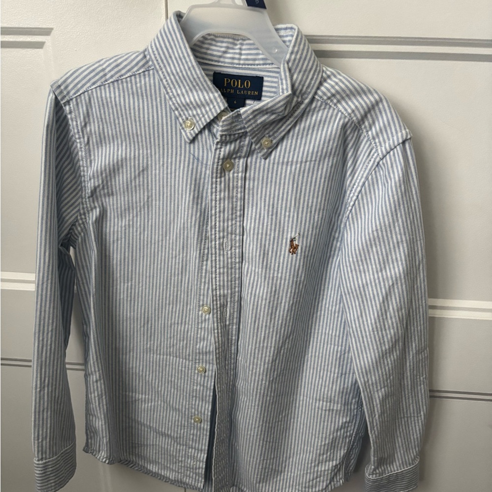 EUC Polo Ralph Lauren boys size 6 blue and white striped button down